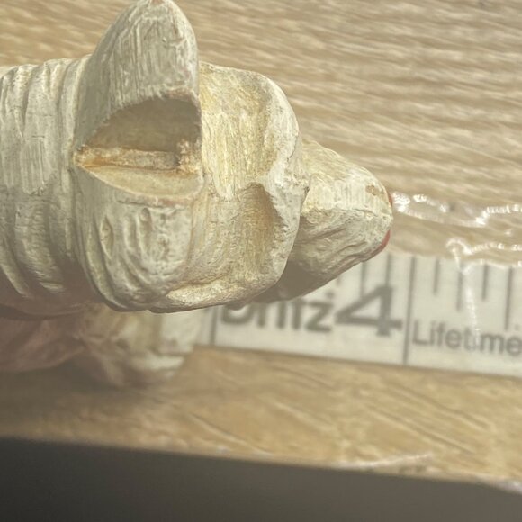 Vtg Burwood Scottish Terrier Dog Figurine White Red Collar Resin Composite - Picture 12 of 12